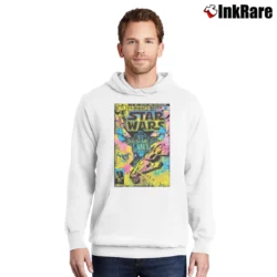 Men’s Star Wars The Mighty Vader Looming Black Graphic Pullover Hoodie in white | Cozy, Durable, Modern Fit