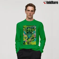 Men’s Star Wars The Mighty Vader Looming Black Graphic Long-Sleeve Shirt in irish green | Sleek, Lightweight, Year-Round Wear