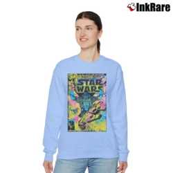 Women’s Star Wars The Mighty Vader Looming Black Graphic Relaxed Sweatshirt in light blue | Soft, Laid-Back Vibe
