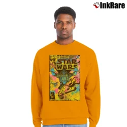 Men’s Star Wars The Mighty Vader Looming Black Graphic Crewneck Sweatshirt in orange | Cozy Fabric, Clean Style