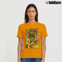 Women’s Star Wars The Mighty Vader Looming Black Graphic Signature T-Shirt in orange | Soft, Flattering Fit