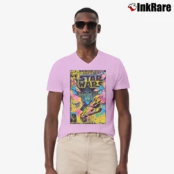 Men’s Star Wars The Mighty Vader Looming Black Graphic V-Neck Tee in light pink | Sharp, Breathable, Everyday Staple