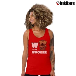 Women’s Star Wars W Is For Wookie Tank Top in red | Lightweight, Movement-Friendly