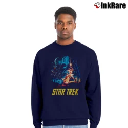 Men’s Star Wars X Star Trek Sci - Fi Crossover Graphic Crewneck Sweatshirt in navy | Cozy Fabric, Clean Style