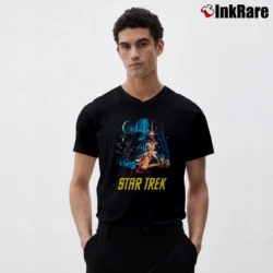 Men’s Star Wars X Star Trek Sci - Fi Crossover Graphic V-Neck Tee in black | Sharp, Breathable, Everyday Staple