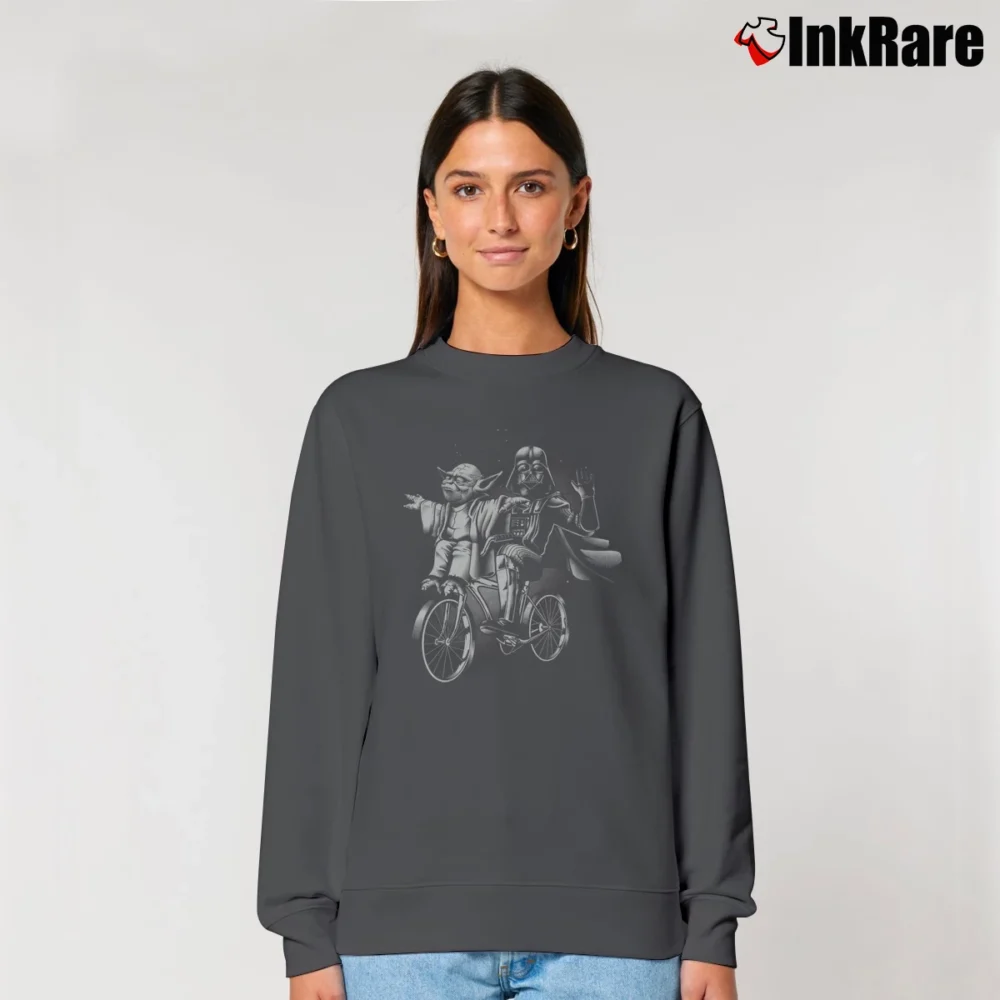 Women’s Star Wars Yoda And Darth Vader Biking Graphic Relaxed Sweatshirt in charcoal | Soft, Laid-Back Vibe