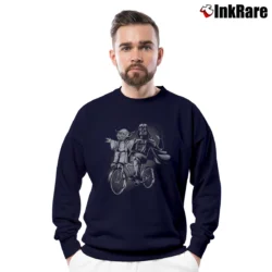 Men’s Star Wars Yoda And Darth Vader Biking Graphic Crewneck Sweatshirt in navy | Cozy Fabric, Clean Style