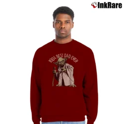 Men’s Star Wars Yoda Best Dad Ever Graphic Crewneck Sweatshirt in maroon | Cozy Fabric, Clean Style