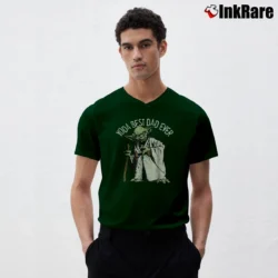 Men’s Star Wars Yoda Best Dad Ever Graphic V-Neck Tee in forest green | Sharp, Breathable, Everyday Staple