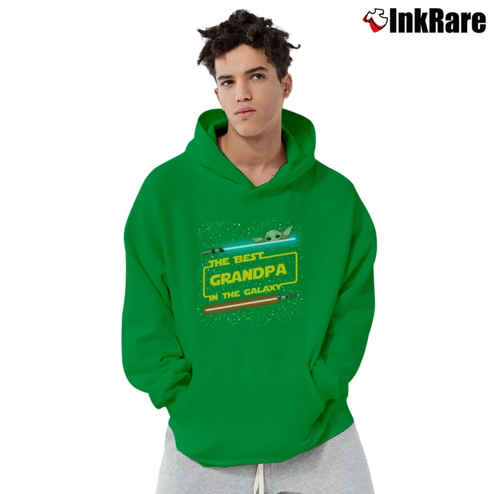Men’s Star Wars Yoda Best Grandpa In The Galaxy Father's Day Pullover Hoodie in irish green | Cozy, Durable, Modern Fit
