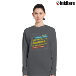 Women’s Star Wars Yoda Best Grandpa In The Galaxy Father's Day Long-Sleeve Top in charcoal | Sleek, Versatile, All-Season