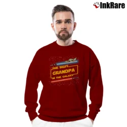 Men’s Star Wars Yoda Best Grandpa In The Galaxy Father's Day Crewneck Sweatshirt in maroon | Cozy Fabric, Clean Style
