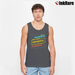 Men’s Star Wars Yoda Best Grandpa In The Galaxy Father's Day Tank Top in charcoal | Breathable, Active-Friendly Design