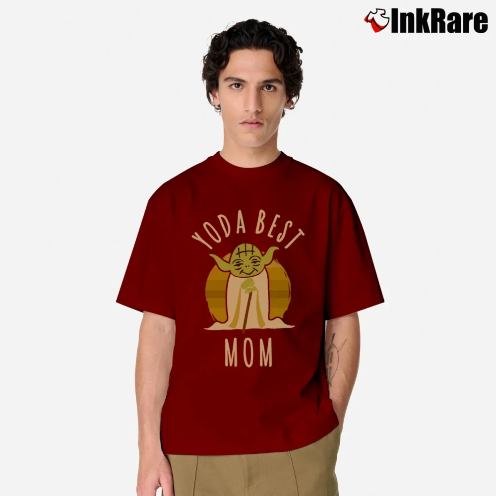 Men’s Star Wars Yoda Best Mom Funny Cartoon Classic T-Shirt in maroon | Soft, Breathable Everyday Wear