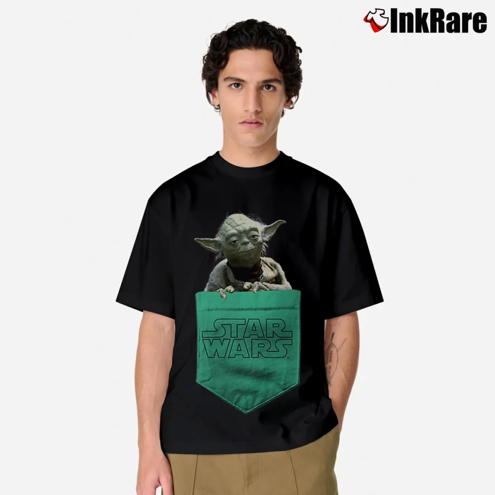 Men’s Star Wars Yoda Faux Pocket Graphic Classic T-Shirt in black | Soft, Breathable Everyday Wear