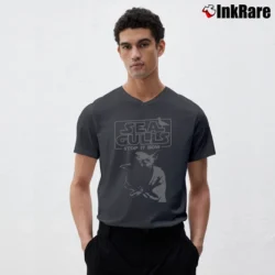 Men’s Star Wars Yoda Seagulls Stop It Now Funny V-Neck Tee in charcoal | Sharp, Breathable, Everyday Staple