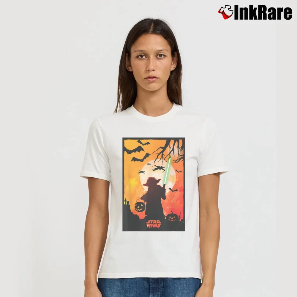 Women’s Star Wars Yoda Silhouette Halloween T-Shirt in white | Soft, Flattering Fit