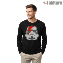 Stardust Trooper Lightning Helmet Graphic Shirt on black long sleeve shirt for men graphic tee