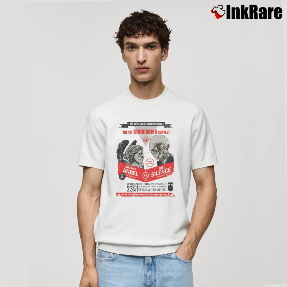 Men’s Stare Down Contest Funny Graphic Classic T-Shirt in white | Soft, Breathable Everyday Wear