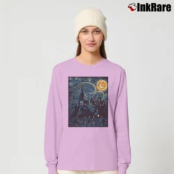 Women’s Starry School Artistic Print Long-Sleeve Top in light pink | Sleek, Versatile, All-Season