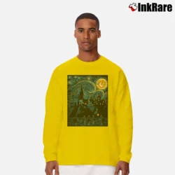 Men’s Starry School Artistic Print Long-Sleeve Shirt in yellow | Sleek, Lightweight, Year-Round Wear