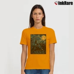 Women’s Starry School Artistic Print Signature T-Shirt in orange | Soft, Flattering Fit