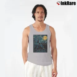 Men’s Starry School Artistic Print Tank Top in sport grey | Breathable, Active-Friendly Design