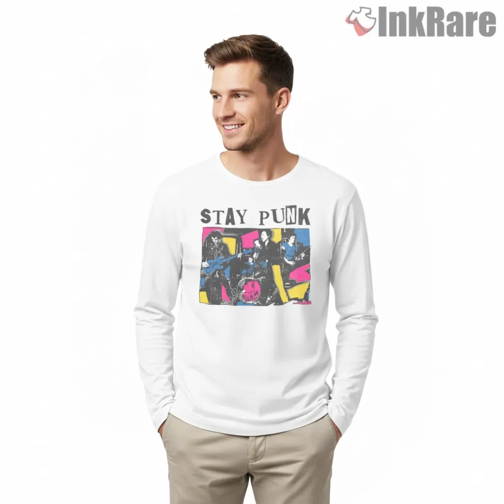 Stay Punk The Clash Live Energy Shirt on white long sleeve shirt for men graphic tee