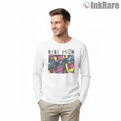 Stay Punk The Clash Live Energy Shirt on white long sleeve shirt for men graphic tee