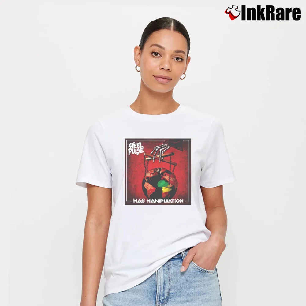 Women’s Steel Pulse Mass Manipulation Music Signature T-Shirt in white | Soft, Flattering Fit