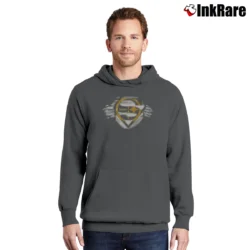 Men’s Steelers Football x Superman Man of Steel Pullover Hoodie in charcoal | Cozy, Durable, Modern Fit