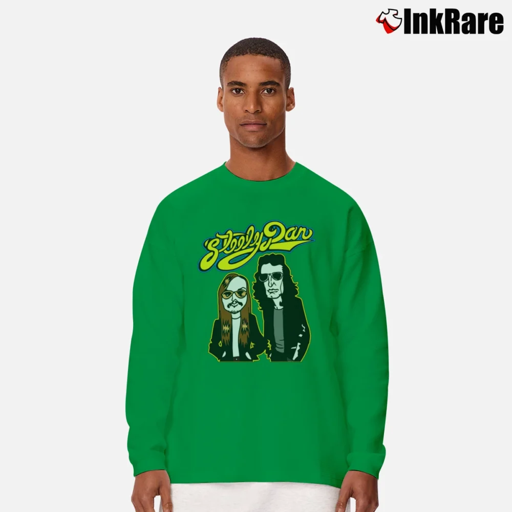 Men’s Steely Dan Jazz Rock Tour Band Long-Sleeve Shirt in irish green | Sleek, Lightweight, Year-Round Wear