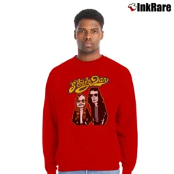 Men’s Steely Dan Jazz Rock Tour Band Crewneck Sweatshirt in red | Cozy Fabric, Clean Style