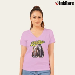 Women’s Steely Dan Jazz Rock Tour Band V-Neck Tee in light pink | Chic Neckline, Soft Texture