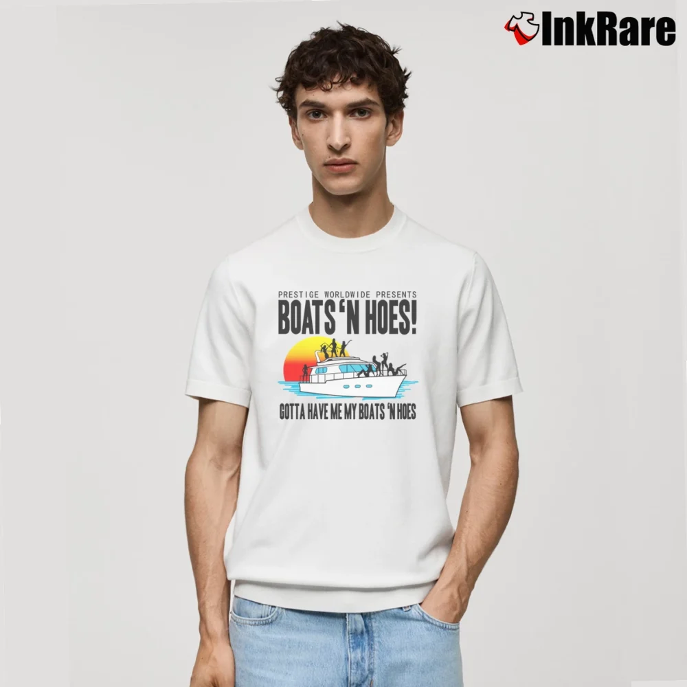 Men’s Step Brothers Boats N Hoes Classic T-Shirt in white | Soft, Breathable Everyday Wear
