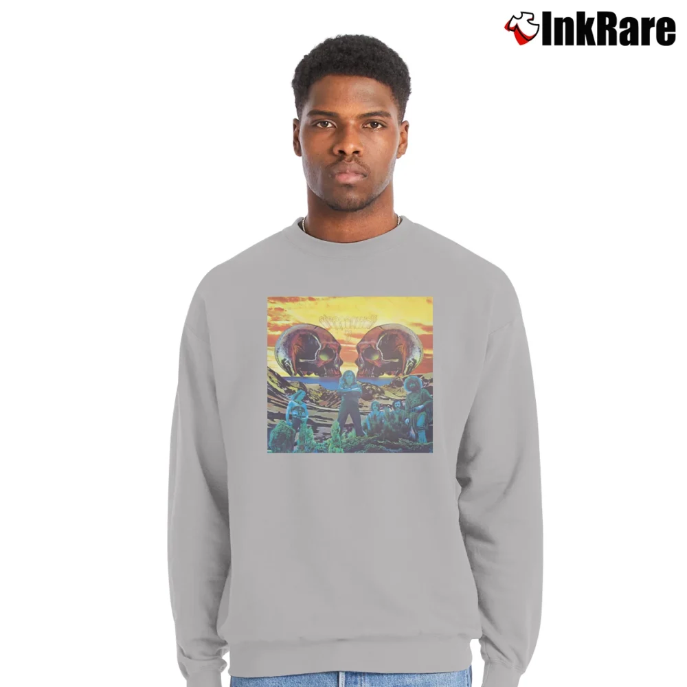 Men’s steppenwolf 7 album cover vintage rock band Crewneck Sweatshirt in sport grey | Cozy Fabric, Clean Style