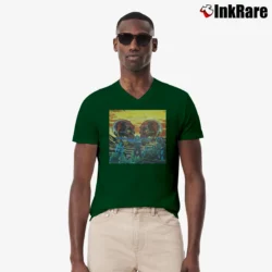 Men’s steppenwolf 7 album cover vintage rock band V-Neck Tee in forest green | Sharp, Breathable, Everyday Staple