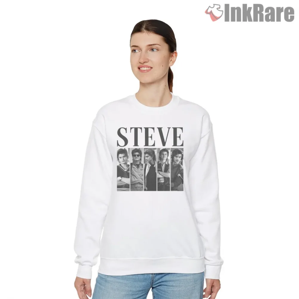 Steve Harrington Vintage Bootleg Character Collage Shirt on graphic shirt for women graphic tee