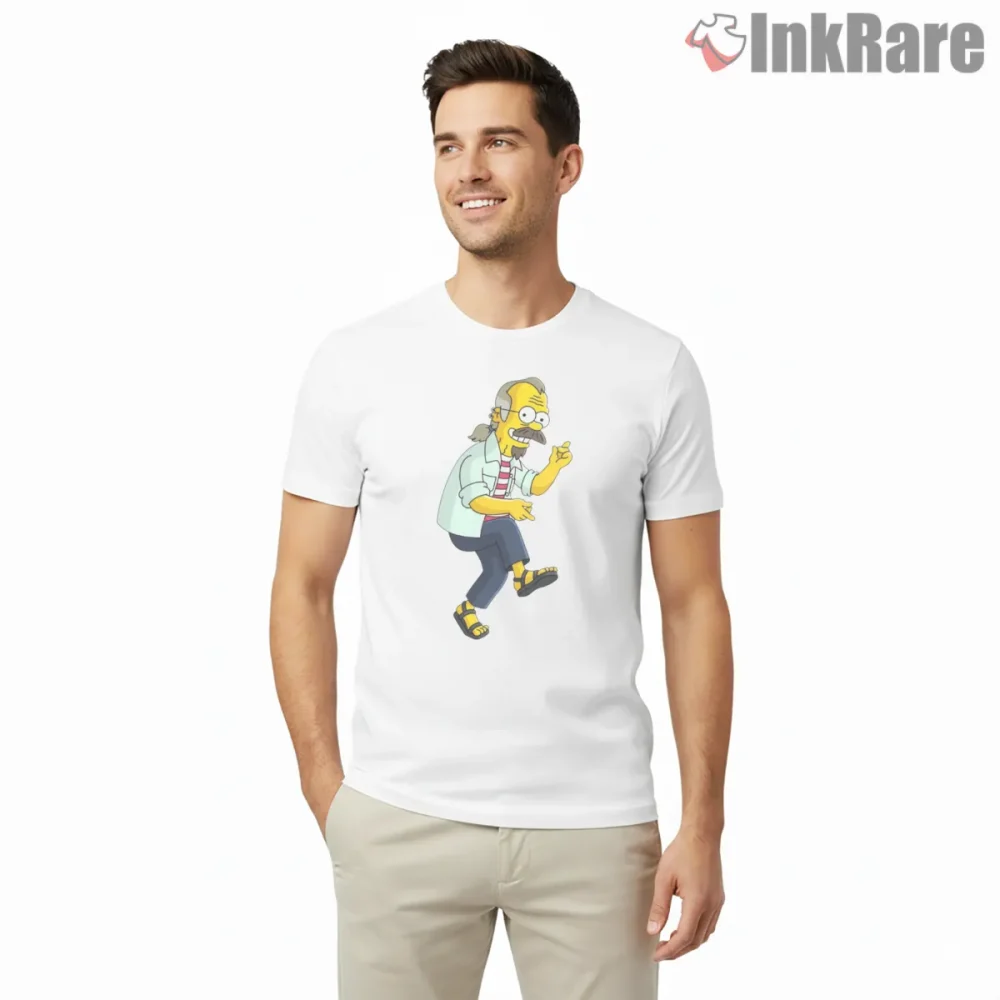 Steve Jobs Simpsons Cartoon Tech Parody Character Shirt on white short sleeve shirt for men graphic tee