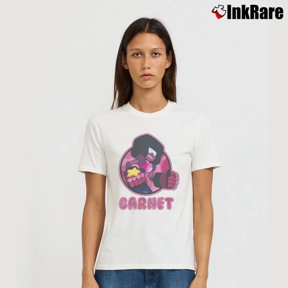 Women’s Steven Universe Garnet Cartoon Graphic Signature T-Shirt in white | Soft, Flattering Fit
