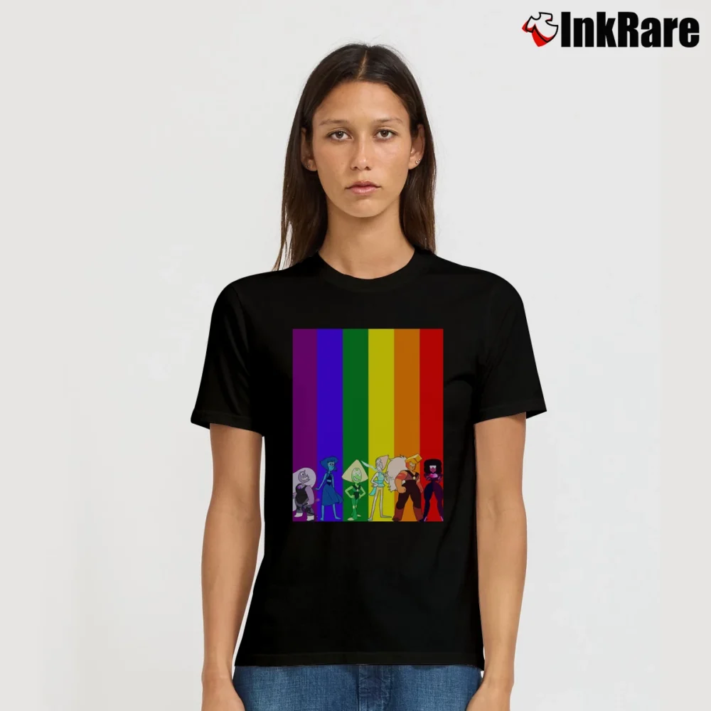 Women’s Steven Universe Rainbow Girls Cartoon Signature T-Shirt in black | Soft, Flattering Fit