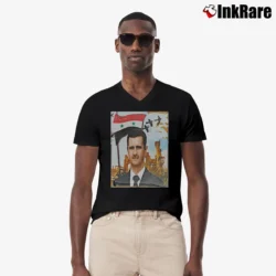 Men’s Still Standing Syria Al Assad V-Neck Tee in black | Sharp, Breathable, Everyday Staple