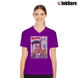 Women’s Still Standing Syria Al Assad V-Neck Tee in purple | Chic Neckline, Soft Texture