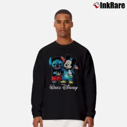 Men’s Stitch And Mickey Mouse Weed Funny Disney Long-Sleeve Shirt in black | Sleek, Lightweight, Year-Round Wear