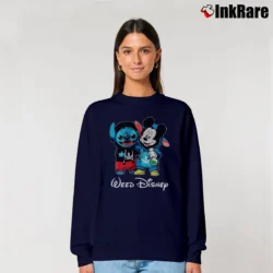 Women’s Stitch And Mickey Mouse Weed Funny Disney Relaxed Sweatshirt in navy | Soft, Laid-Back Vibe