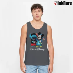 Men’s Stitch And Mickey Mouse Weed Funny Disney Tank Top in charcoal | Breathable, Active-Friendly Design
