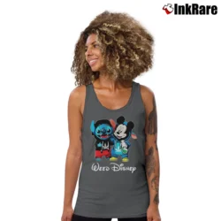 Women’s Stitch And Mickey Mouse Weed Funny Disney Tank Top in charcoal | Lightweight, Movement-Friendly