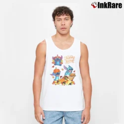 Men’s Stitch Happy Thanksgiving Disney Fall Tank Top in white | Breathable, Active-Friendly Design