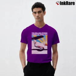 Men’s Stones Touring Party Rolling Stones American Tour 1972 Poster V-Neck Tee in purple | Sharp, Breathable, Everyday Staple