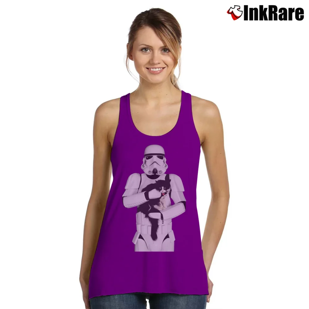 Women’s Stormtrooper Cat Star Wars Parody RE23 Tank Top in purple | Lightweight, Movement-Friendly